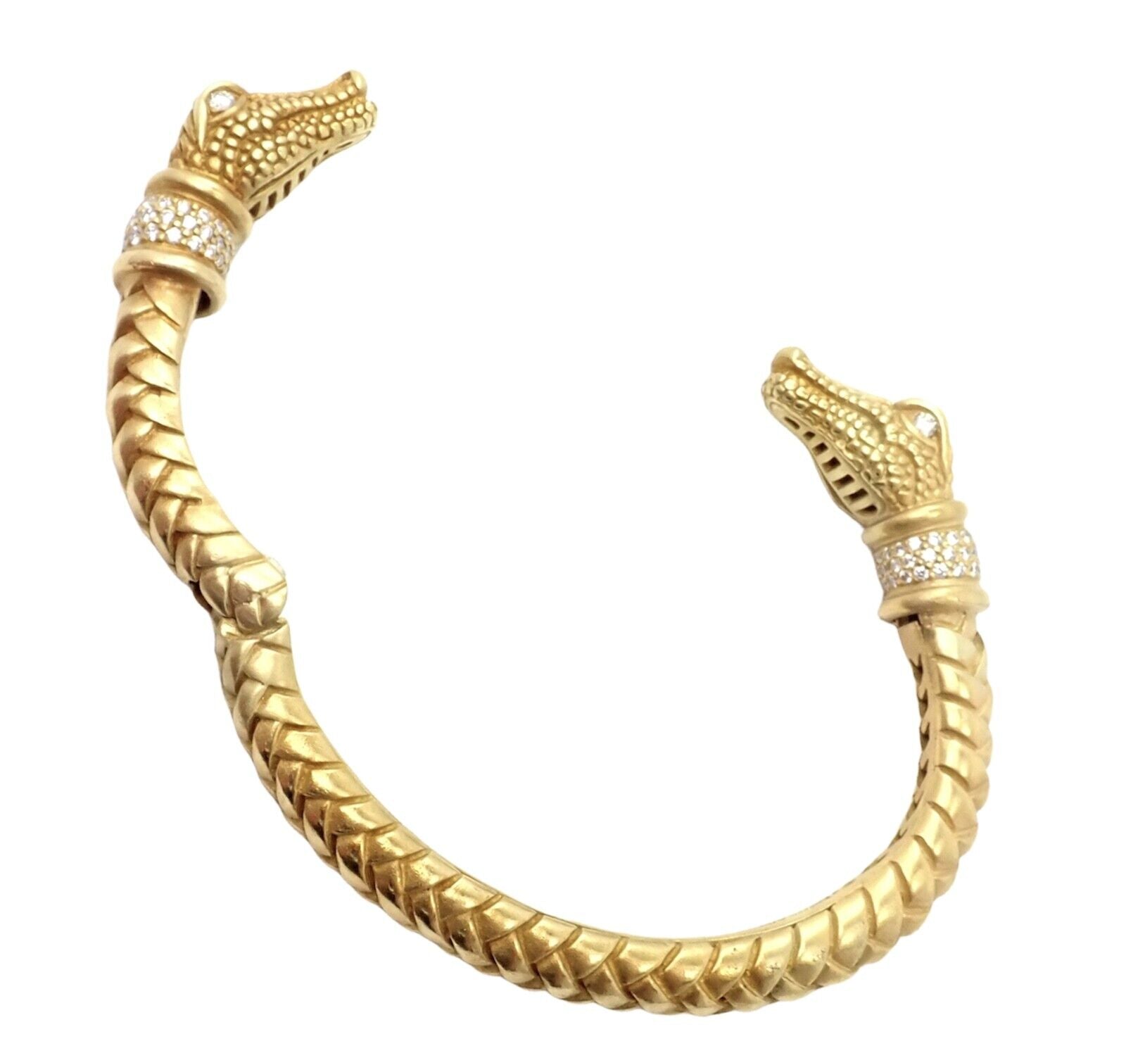 Authentic Kieselstein Cord 18k Yellow Gold Diamond Alligator Head Bracelet - Luxury Jewelry for Women, Perfect Gift for Anniversary & Special Occasions