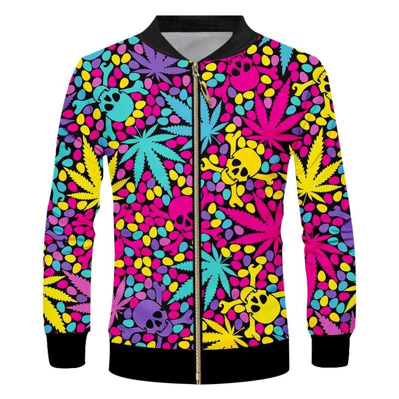 3D Skull & Floral Camo Print Women's Zip Jacket - Long Sleeve Spring Coat for Men & Women | Perfect for Streetwear, Outdoor Adventures & Gothic Fashion