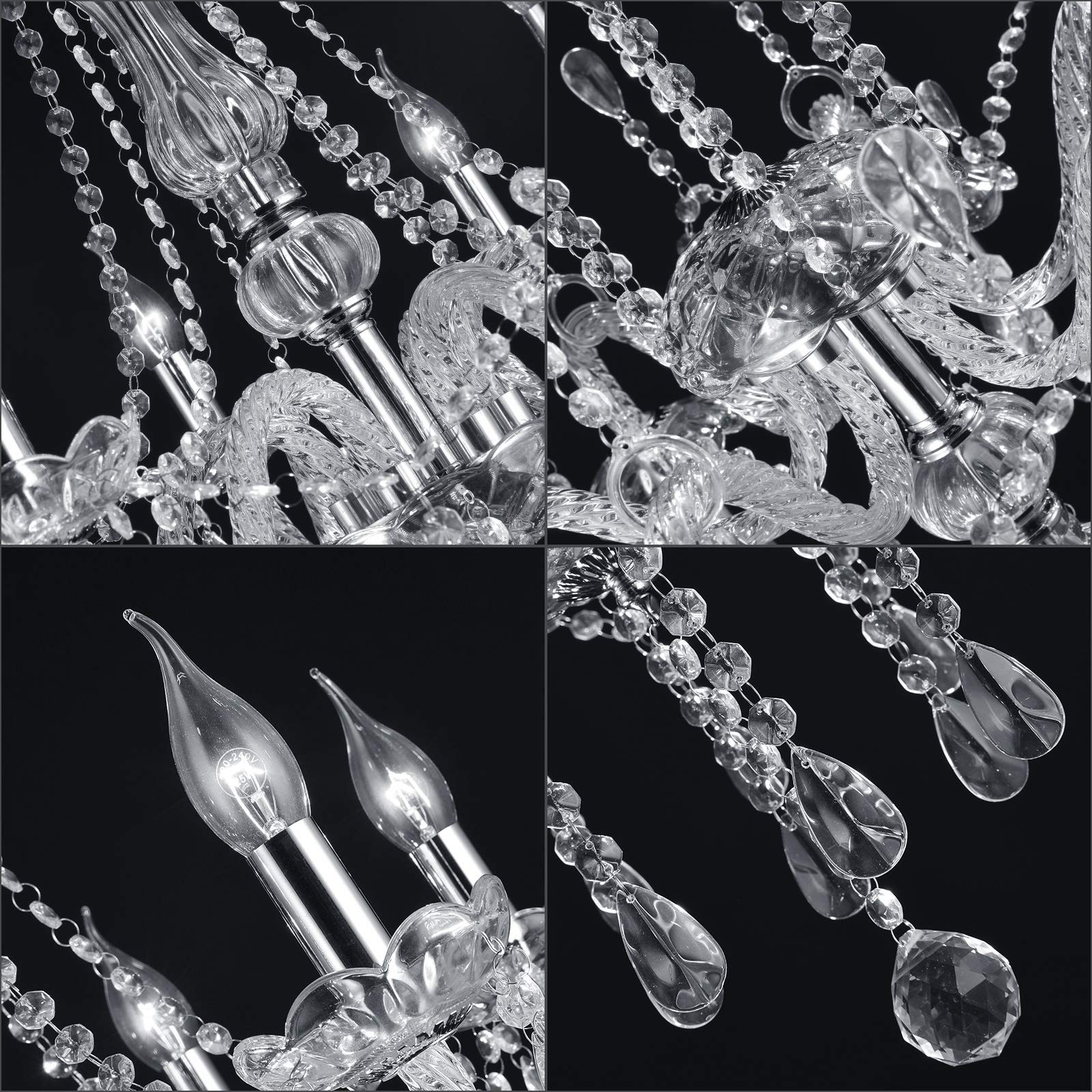 Crystal Chandelier Lighting Fixture - Modern 8-Light Pendant Ceiling Lamp for Dining Room, Living Room, Bedroom & Hallway | Elegant Home Decor with 8 Bulbs | Perfect for Wedding, Restaurant & Luxury Interior Design