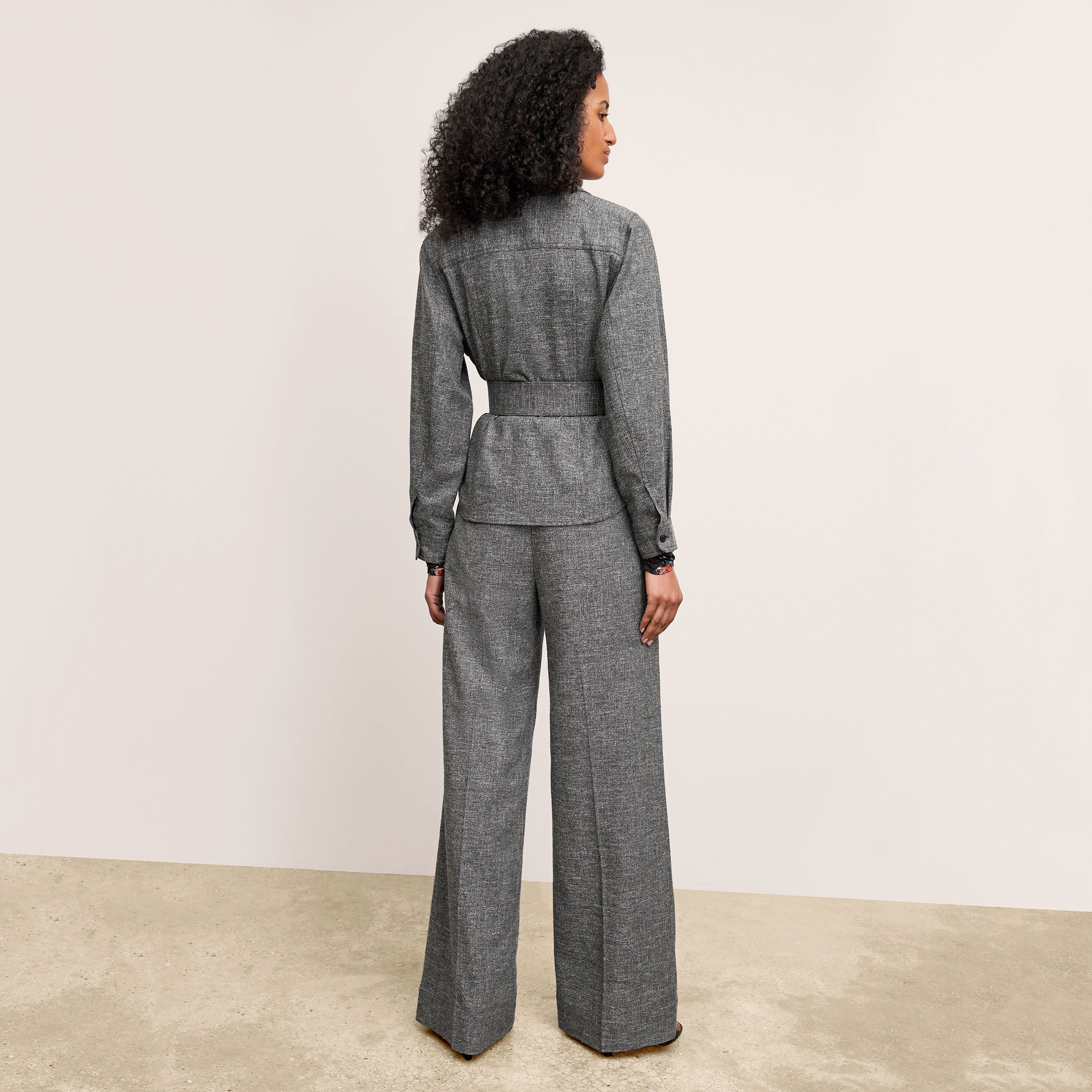 Bia Pleated High Waist Crosshatch Suiting Trousers for Women - Black & White - Office Wear & Business Casual Outfits