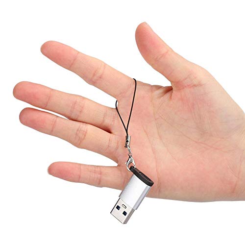 3-Pack USB 3.0 to USB-C Female Adapter Converter - Silver with Lanyard for MacBook, iPad Pro, Samsung Galaxy & More - Perfect for Travel, Office & Charging Multiple Devices