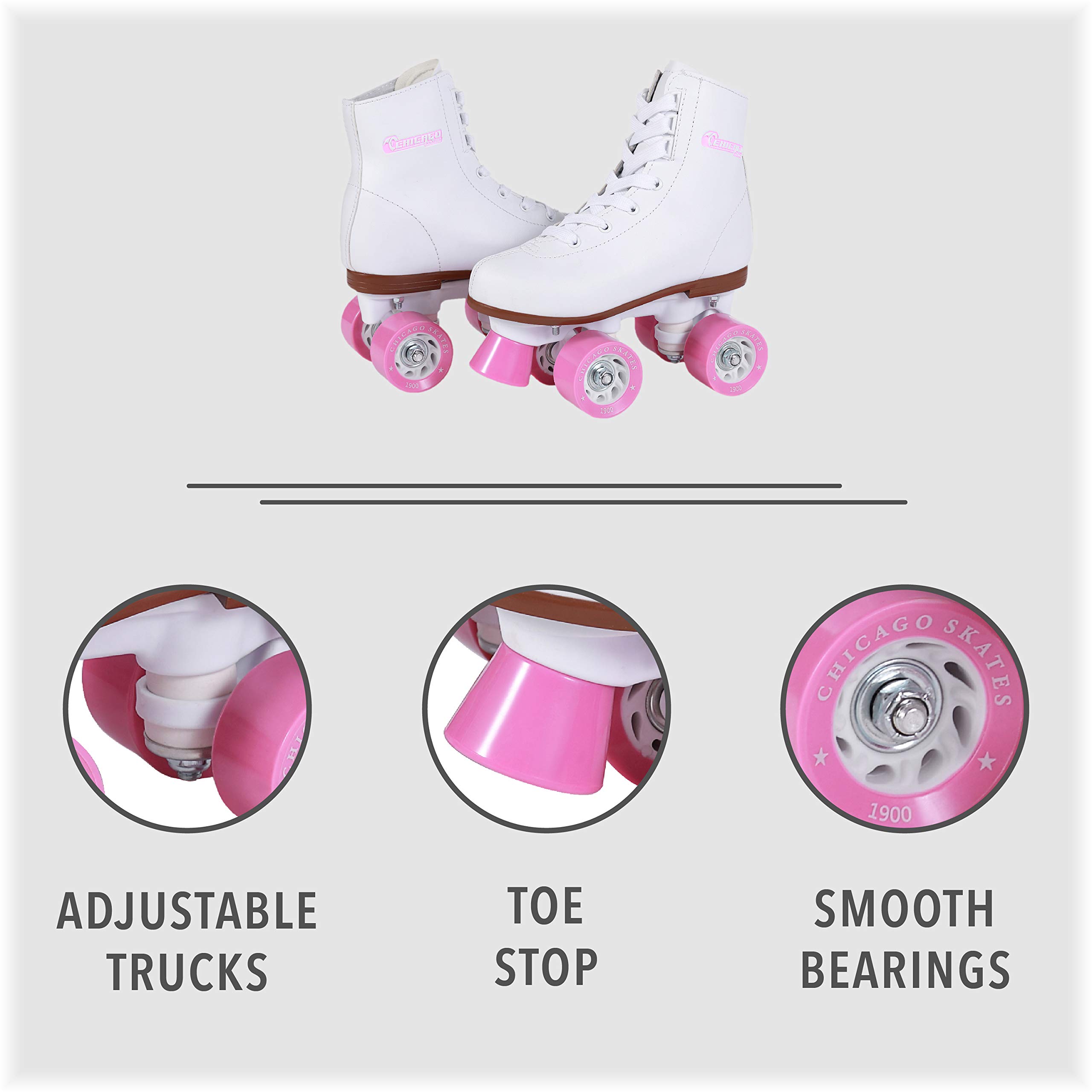 Quad Girls Rink Roller Skates for Women & Teens - Adjustable Outdoor & Indoor Roller Skates for Rink, Park, Roller Disco & Fitness - Comfortable & Stylish Roller Skates for Beginners & Advanced Skaters