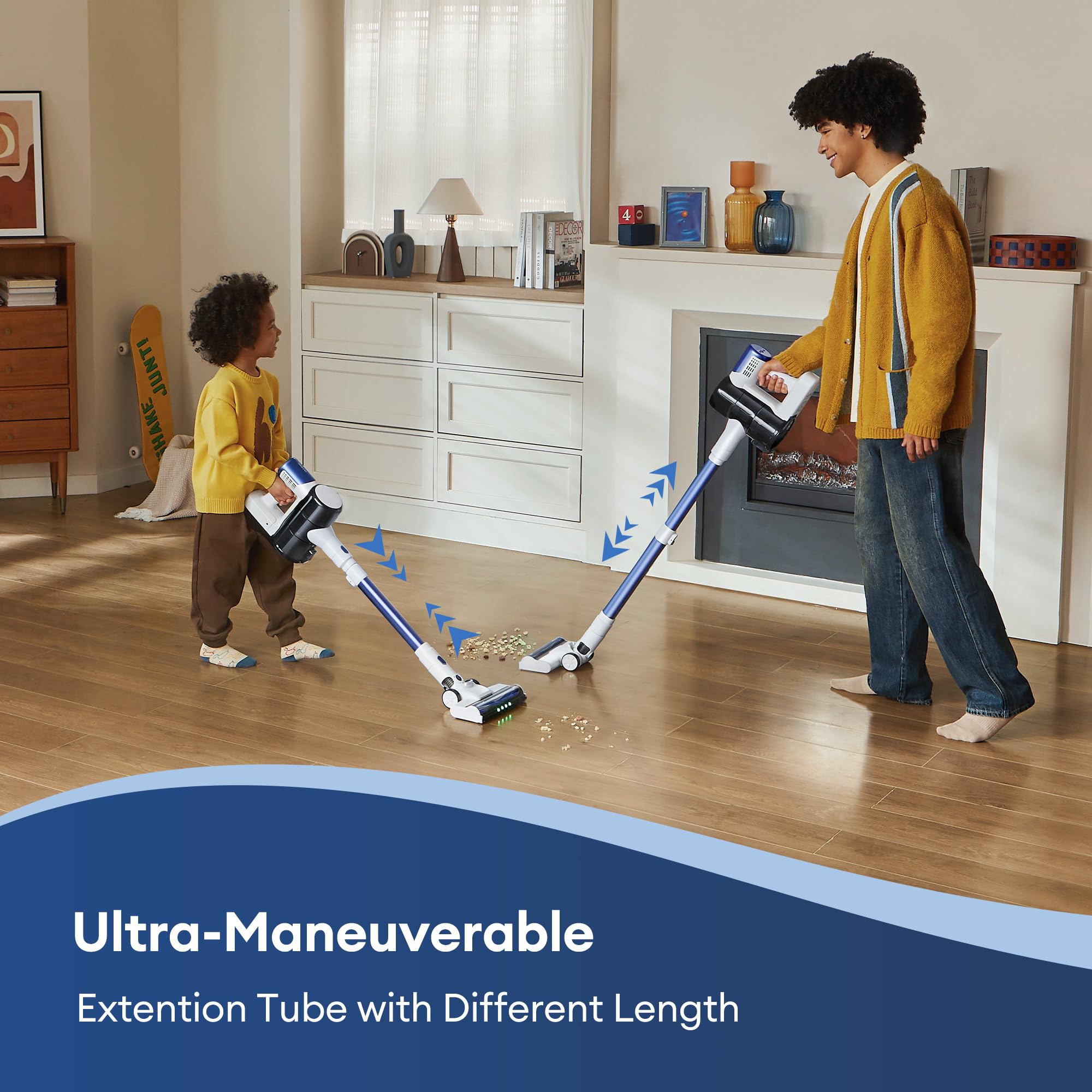 Ultenic U10 Ultra Cordless Stick Vacuum Cleaner - 450W Powerful Motor, 30KPa Strong Suction, 40min Runtime, Anti-Tangle Brush, 1L Large Dustbin - Lightweight Vacuum for Pet Hair, Hardwood Floors, Carpets - Perfect for Home Cleaning & Quick Pickups