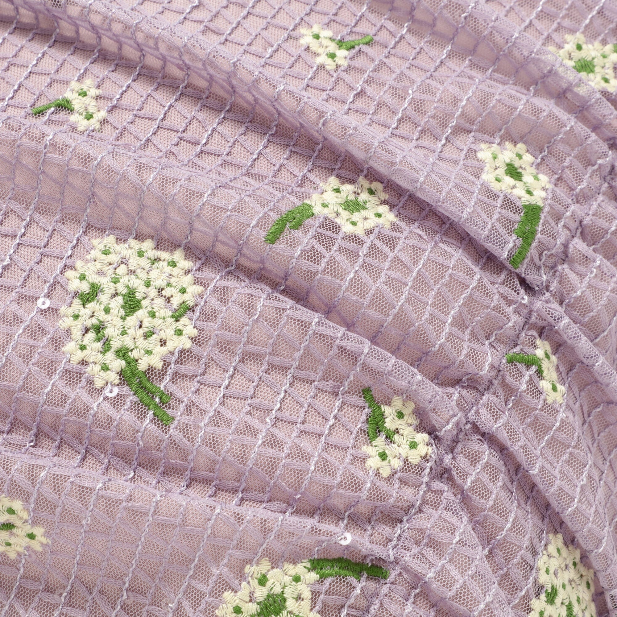 Elegant Purple Flower Embroidery Gathered Cushion Cover 18x18 Inch - Perfect for Sofa, Bedroom Decor and Home Accents