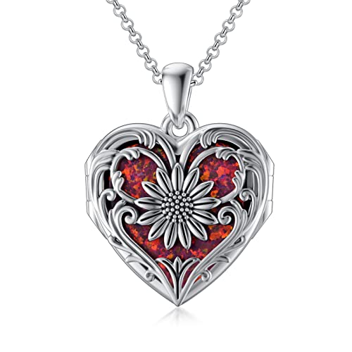 F-Red opal sunflower locket only