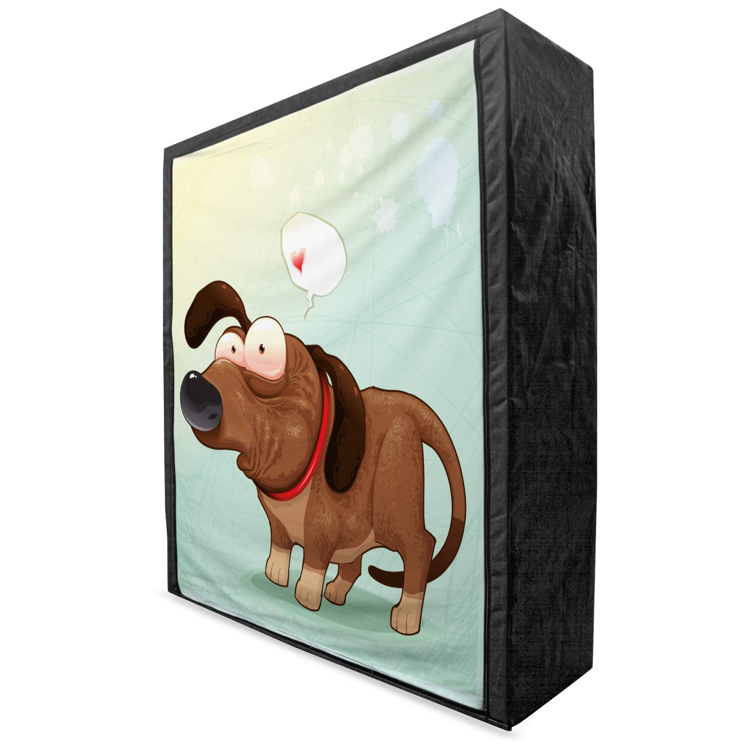 Funny Portable Fabric Wardrobe with Puppy in Love Graphic - 59