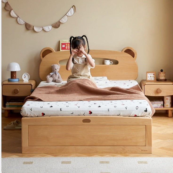 Solid Oak & Beech Wood Bear Night Light Box - Handcrafted Wooden Bedside Lamp for Kids Room, Nursery Decor, Cozy Bedtime Reading Light - Perfect Gift for Baby Showers & Children's Bedrooms