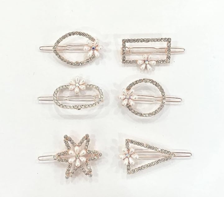 Elegant Geometric Metal Hair Clips for Women - 6 Pack Hair Barrettes & Hairpins for Women and Girls - Perfect for Parties, Weddings and Everyday Styling