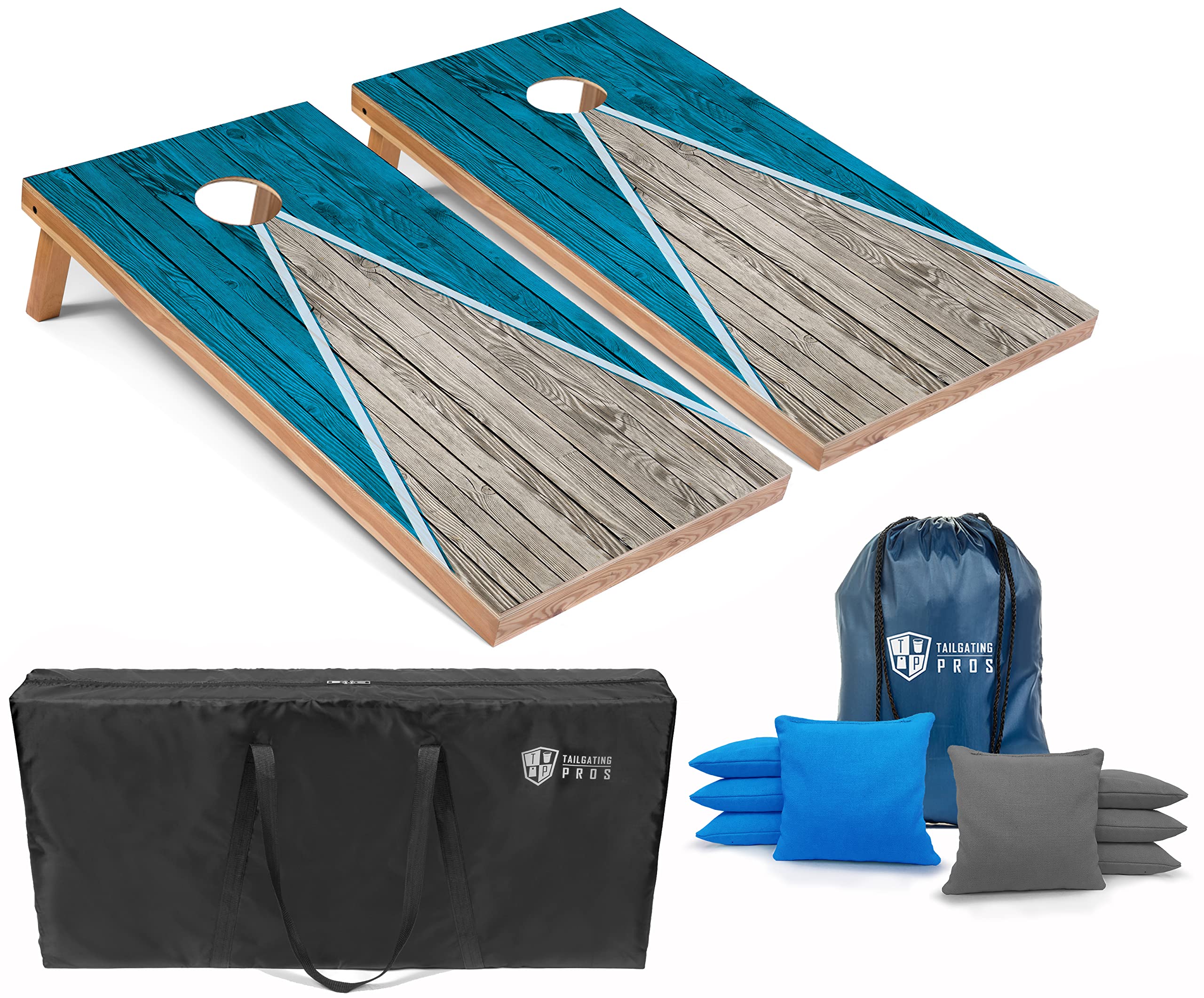 Tailgating Pros Regulation 4'x2' Pyramid Cornhole Board Set with 8 Bean Bags & Carrying Case - Premium Outdoor Corn Hole Toss Game for Adults - Optional LED Lights for Night Play - Perfect for Backyard Parties, Tailgates, and Beach Games