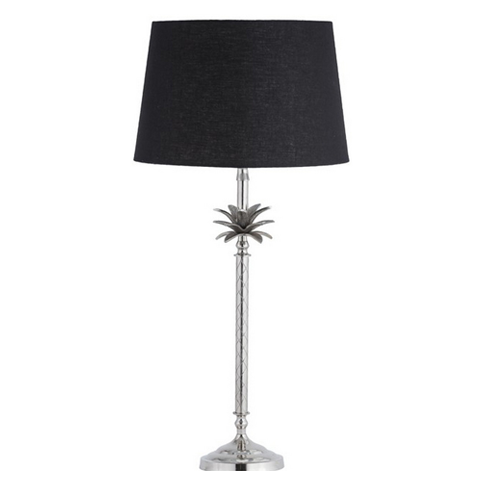 Silver Finish Palm Lamp with Shade - Modern Table Lamp for Bedroom, Living Room & Office Decor - Perfect for Ambient Lighting and Home Styling