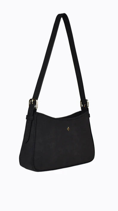 Lilu Black Suede Shoulder Bag for Women - Stylish Crossbody Purse for Work, Travel & Everyday Use