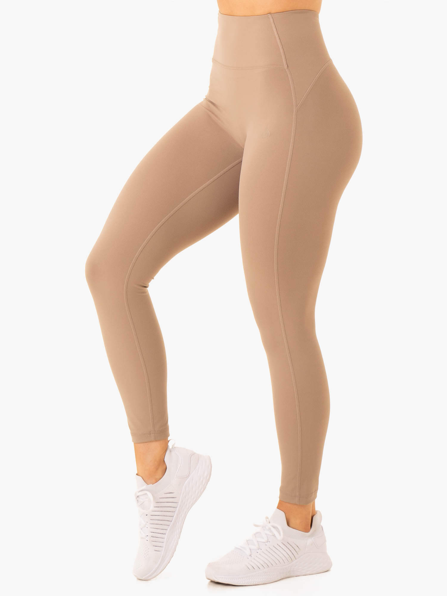 NKD Frame High Waisted Leggings for Women - Tummy Control Yoga Pants in Latte Color - Perfect for Workouts, Running, Yoga & Everyday Wear
