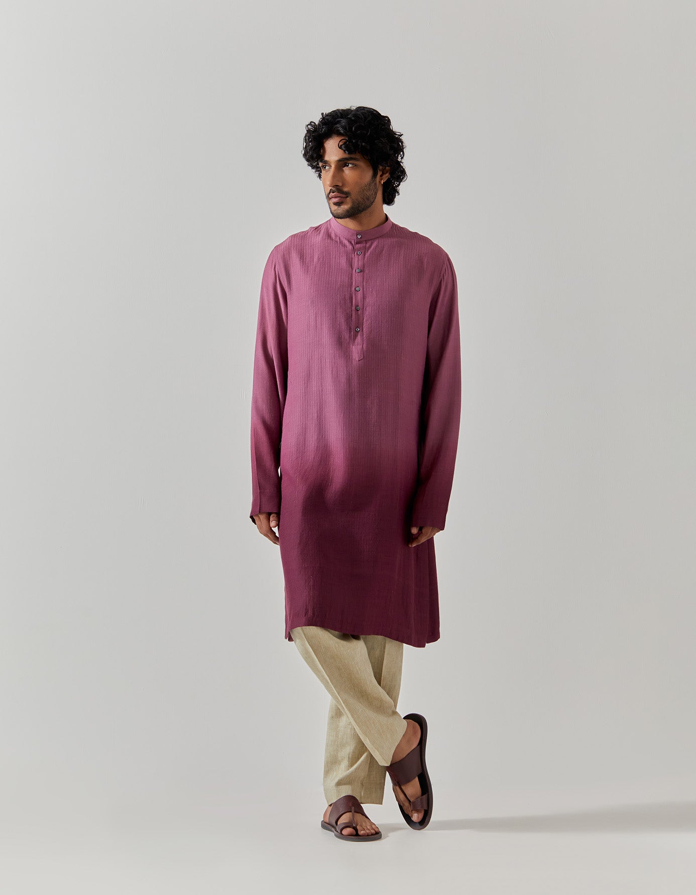 Stylish Purple Raindrop Bade Miyan Kurta for Men - Premium Muga Satin Fabric - Perfect for Festivals, Weddings & Cultural Events