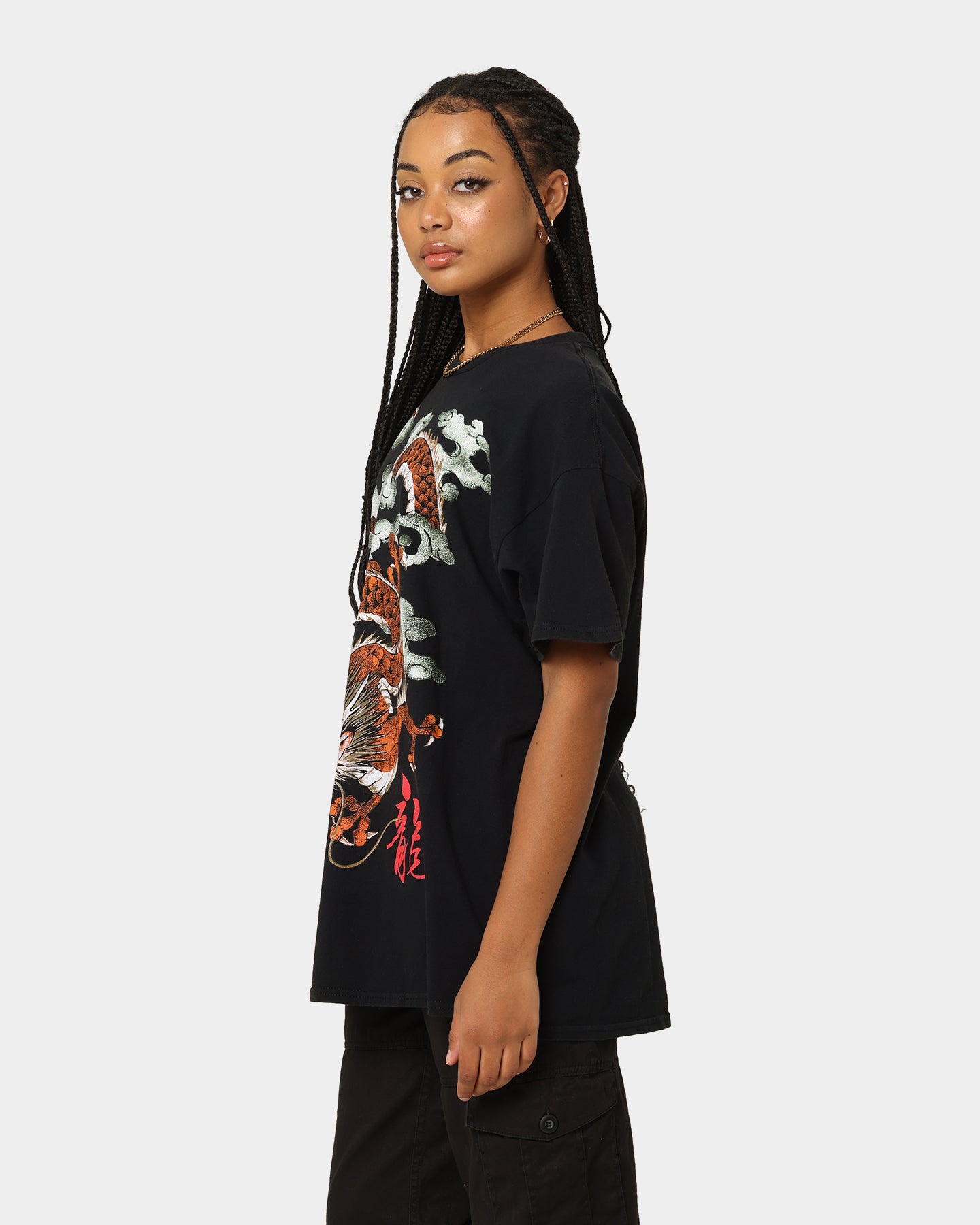 Vintage Ryu Dragon Graphic T-Shirt - Washed Black Retro Streetwear Tee for Men & Women - Perfect for Casual Wear, Gaming Events, and Anime Conventions