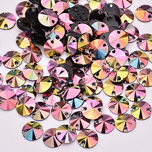 Xuccus JUNAO 10-18mm Sewing Rose AB Rivoli Rhinestone Round Acrylic Stones - Crystal Strass Scrapbooking Beads for Dress Embellishment (Brown AB, 18mm 20pcs) - Perfect for DIY Fashion, Wedding Dresses & Craft Projects