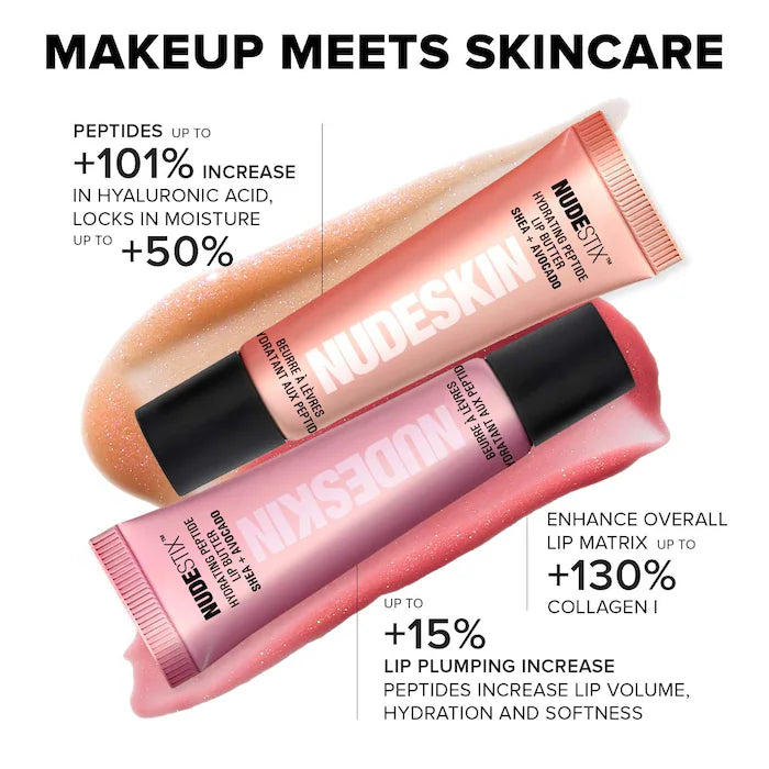 NUDESTIX Nudeglow Hydrating Peptide Lip Butter Set - Moisturizing Lip Care for Dry Lips | Perfect for Daily Hydration & Nighttime Lip Treatment