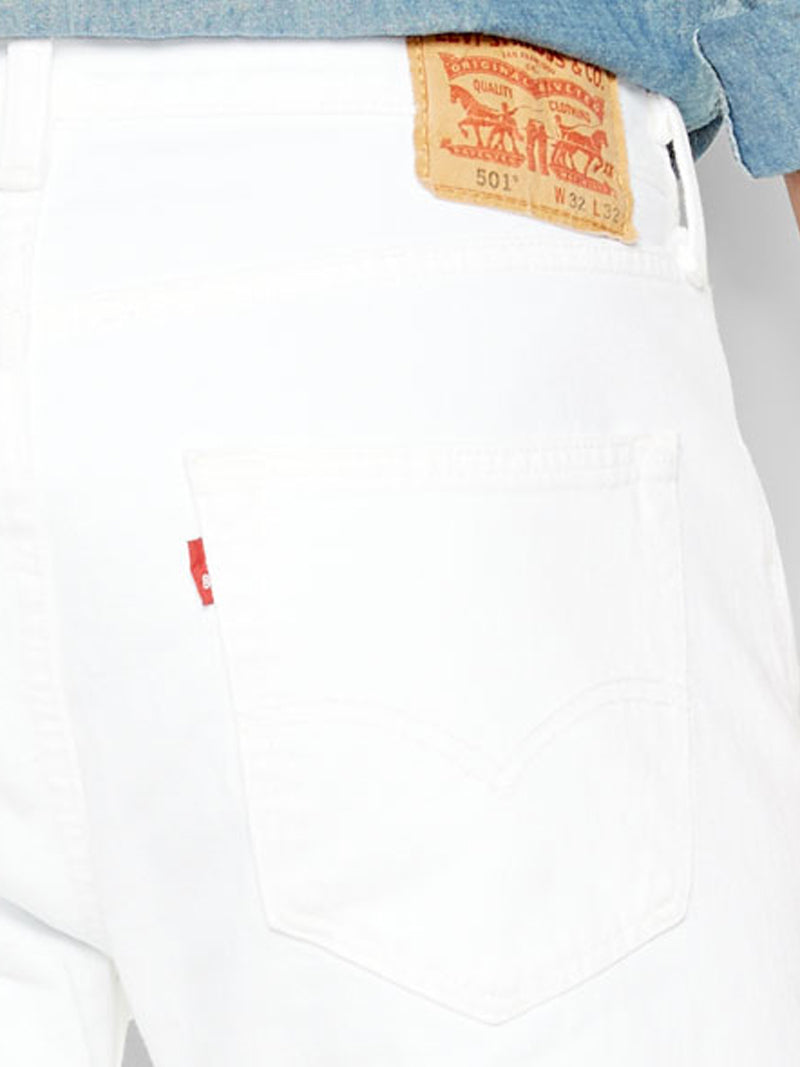 Levi's Men's 501 Original Fit Jeans - Classic Straight Leg Denim Pants in White for Casual Wear & Everyday Style