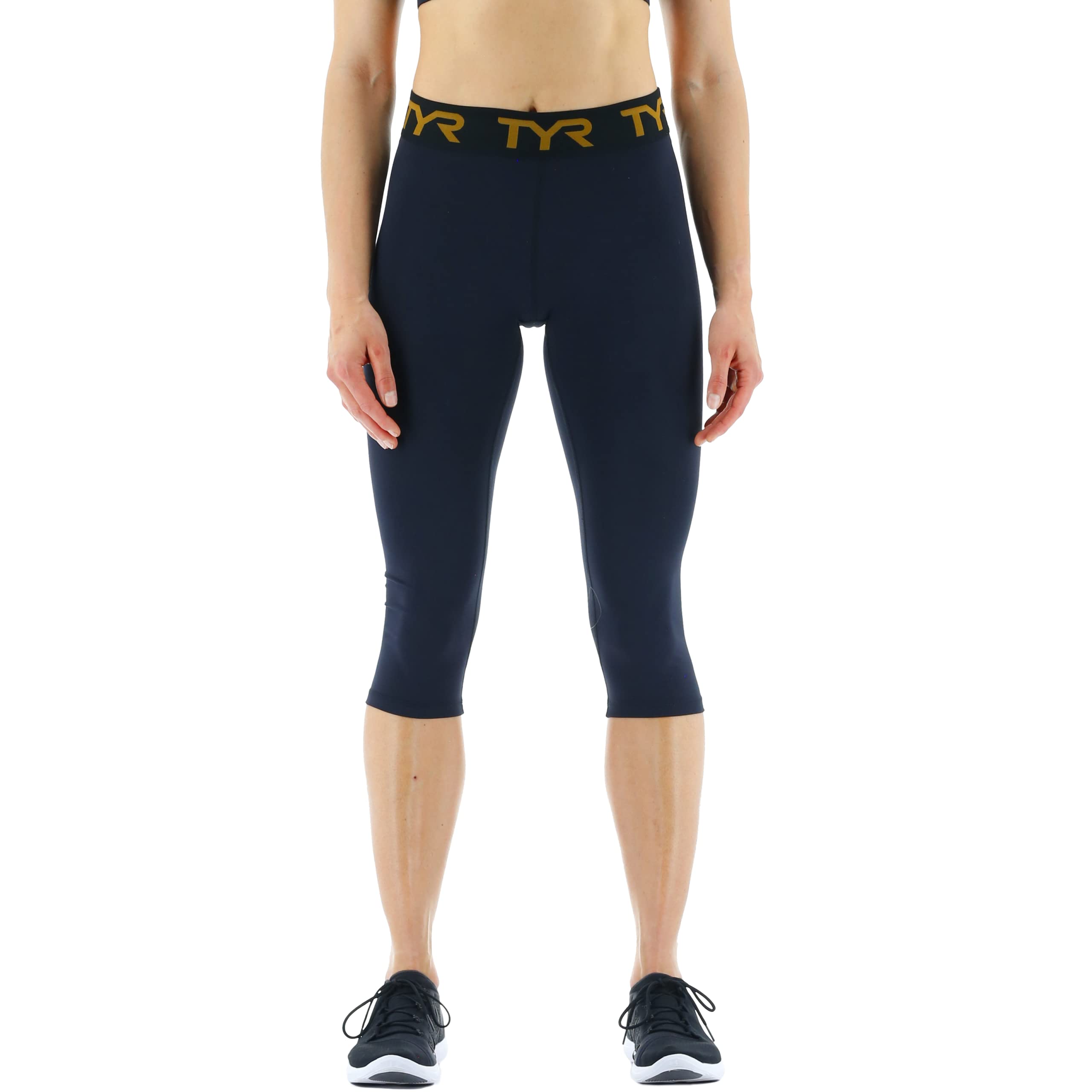 TYR Women's Mid-Rise Cropped Workout Leggings - High Performance Athletic Yoga Pants for Running, Gym & Fitness Training - Moisture Wicking & Stretchy Activewear