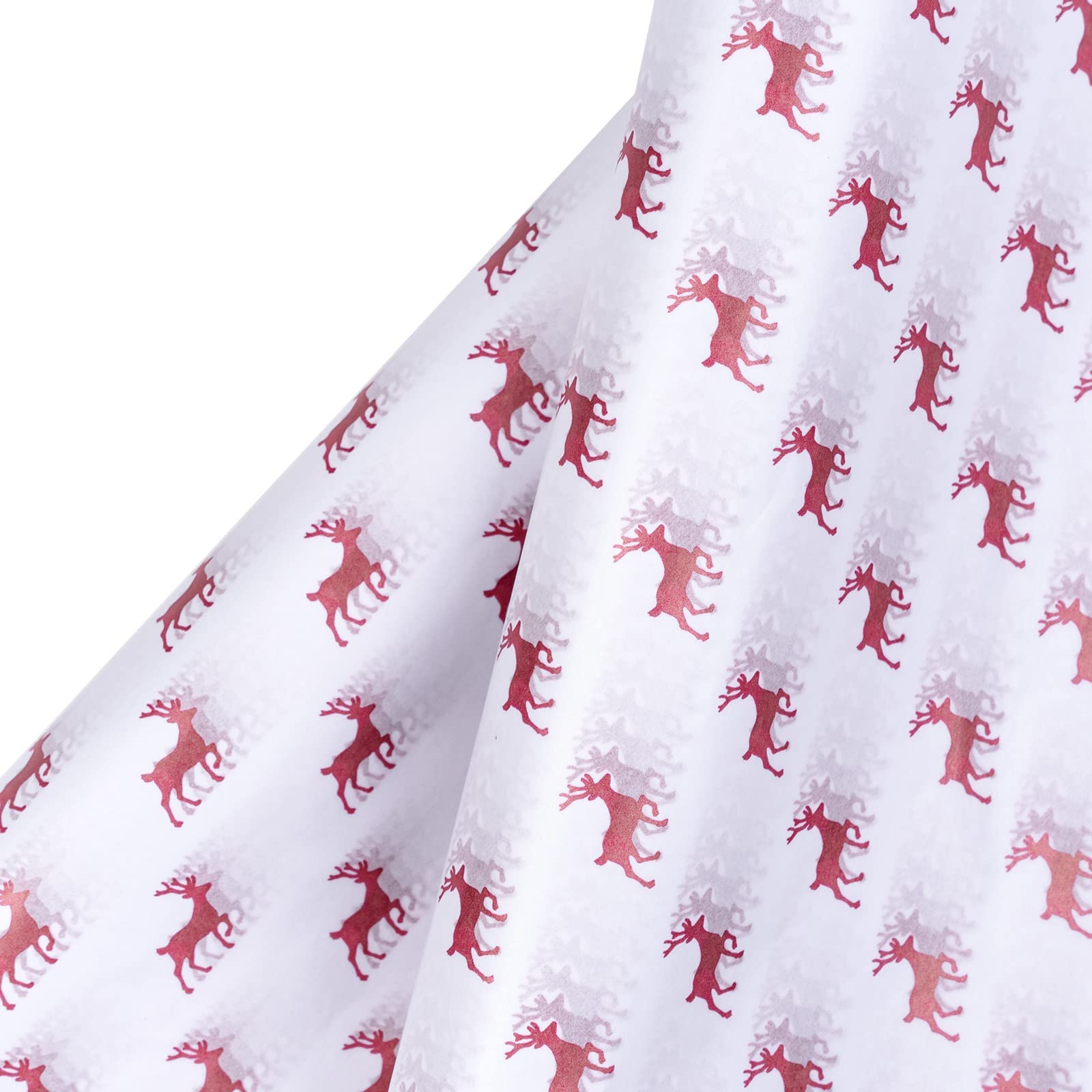 Premium Christmas Wrapping Tissue Paper - 25 Sheets Red Holiday Deer Design - 19.6