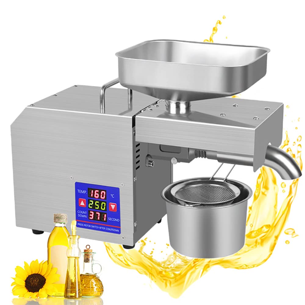 Automatic Oil Press Machine for Home & Commercial Use - Stainless Steel Cold/Hot Press with Intelligent Temperature Control for Peanut, Linseed & More - Perfect for Healthy Cooking, DIY Oil Making & Small Business Production