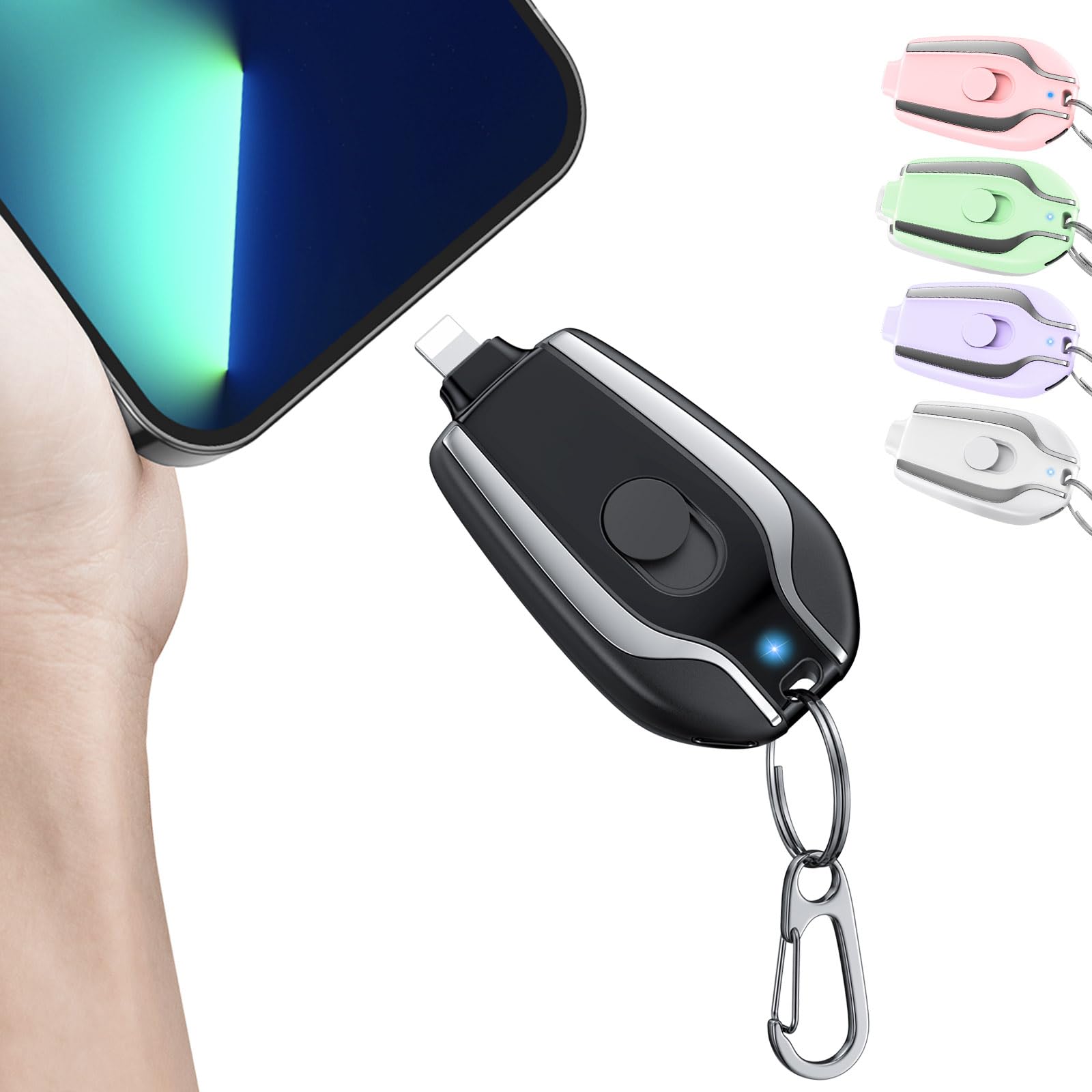 EMNT 2000mAh Ultra-Compact Portable Charger for iPhone & AirPods - Mini Power Bank with Keychain, Fast Charging Emergency Battery Pack - Perfect for Travel, Outdoor Activities & Daily Commute (Black)