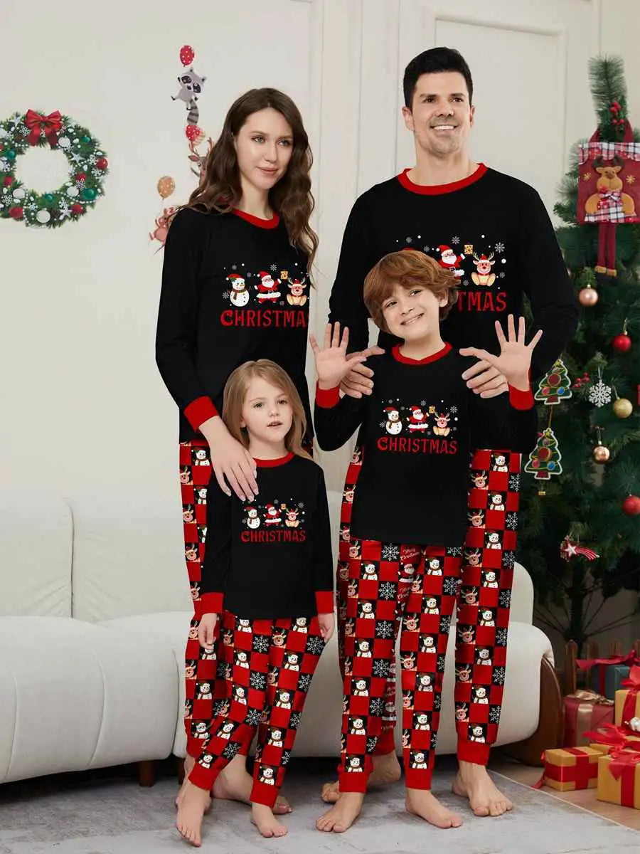 Christmas Matching Family Pajamas Set - Santa Claus, Snowman & Reindeer Holiday Pjs for Family Photos, Christmas Eve & Cozy Winter Nights