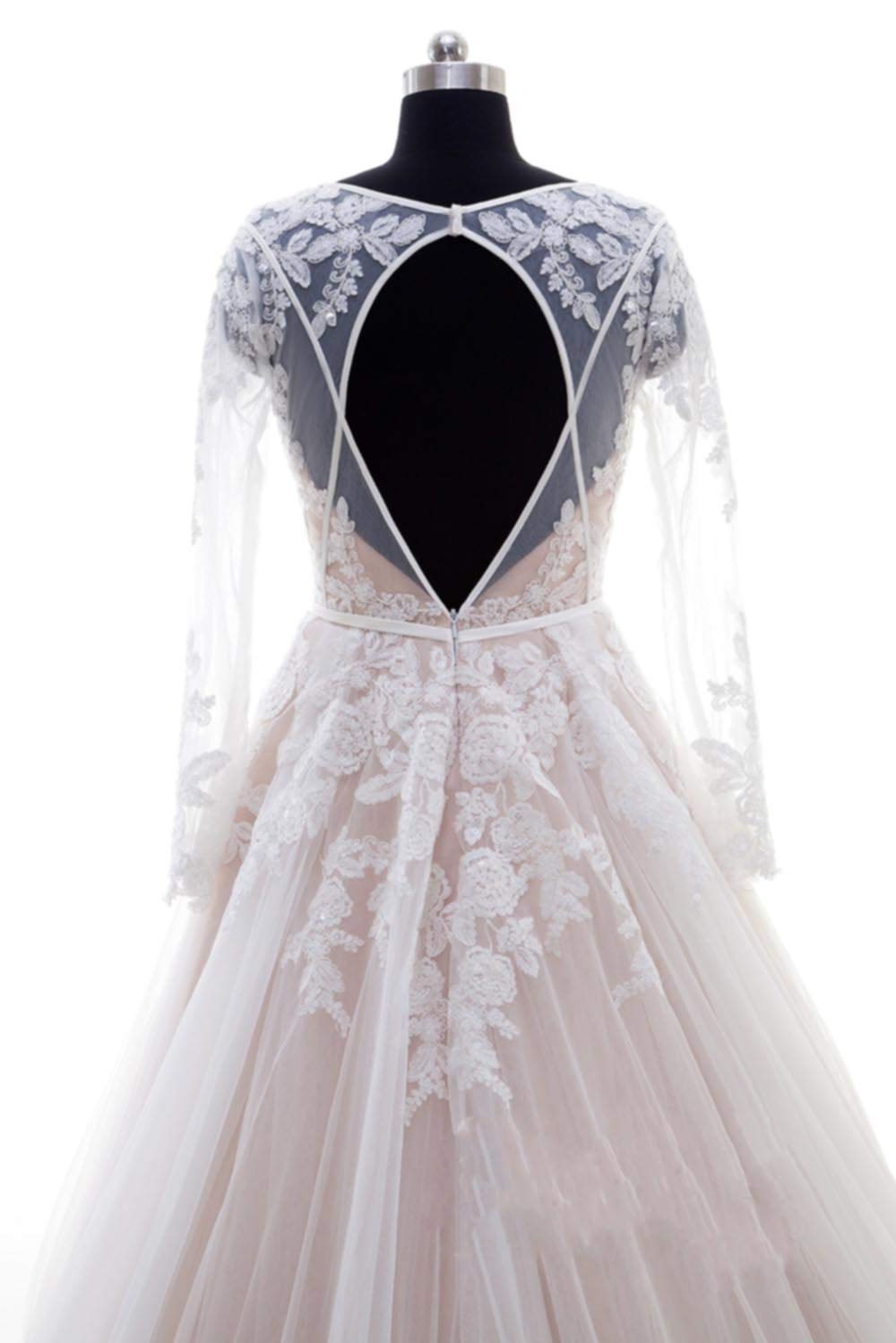 Ruolai Women's V-Neck Wedding Dress with Sequins & Keyhole Back - Boho Beach Bridal Gown for Outdoor Ceremonies, Elopements & Destination Weddings