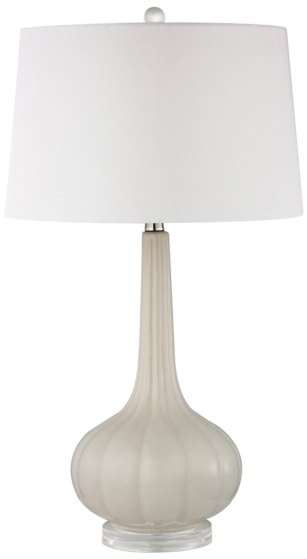 Abbey Lane Ceramic Table Lamp Off-White LED Light - 16x16x30 Inches Modern Bedside Lamp for Living Room, Bedroom, Office & Study (D2458-LED)