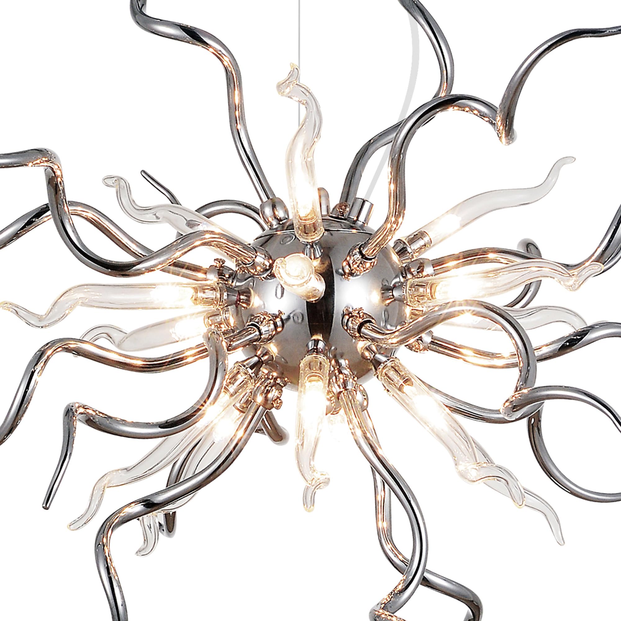 CWI Lighting 15-Light Modern Twist Chandelier with Chrome Finish - Perfect for Dining Room, Living Room, and Bedroom Lighting