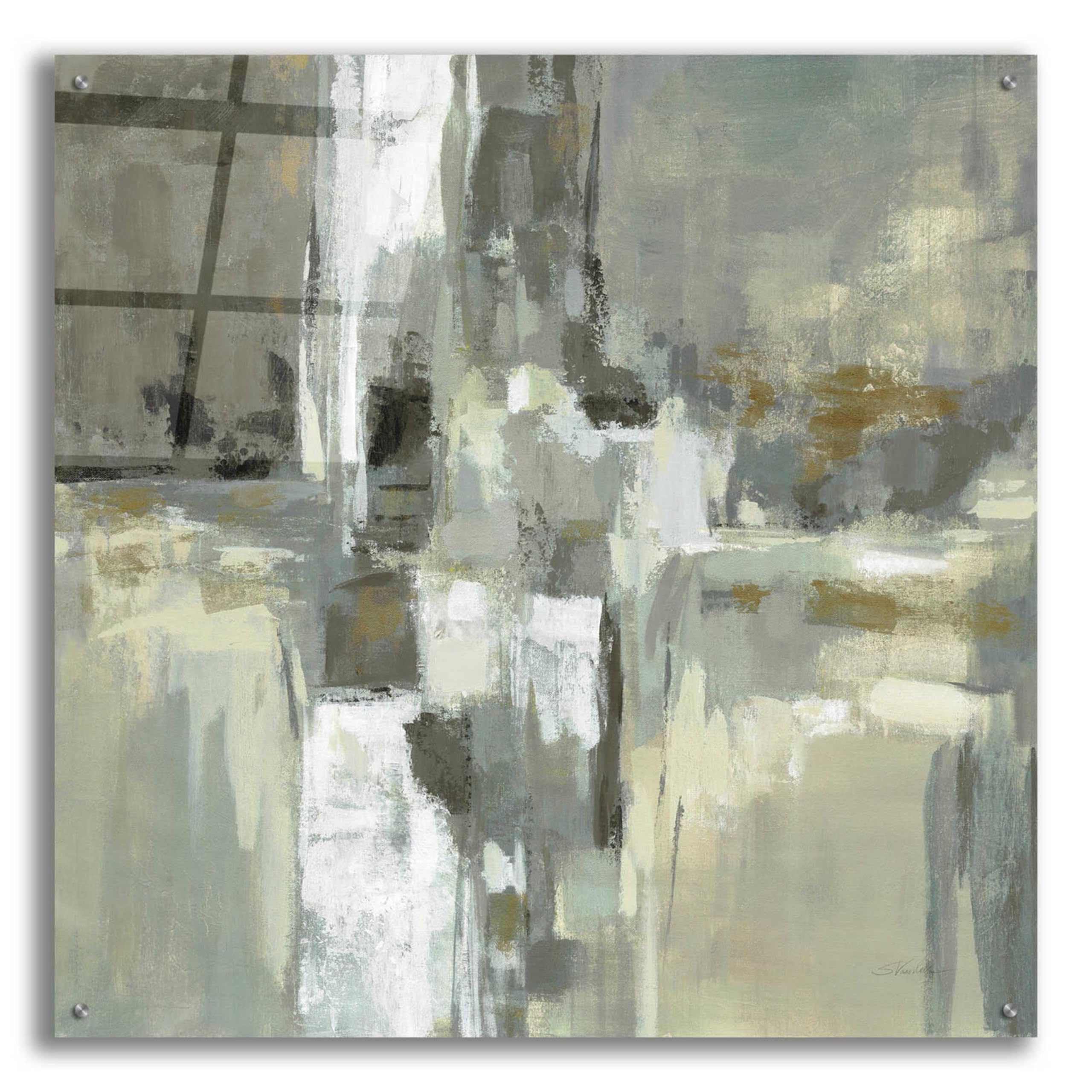Epic Art 'Neutral Water' by Silvia Vassileva - 36x36 Inch Acrylic Glass Wall Painting - Modern Abstract Home Decor for Living Room, Bedroom & Office