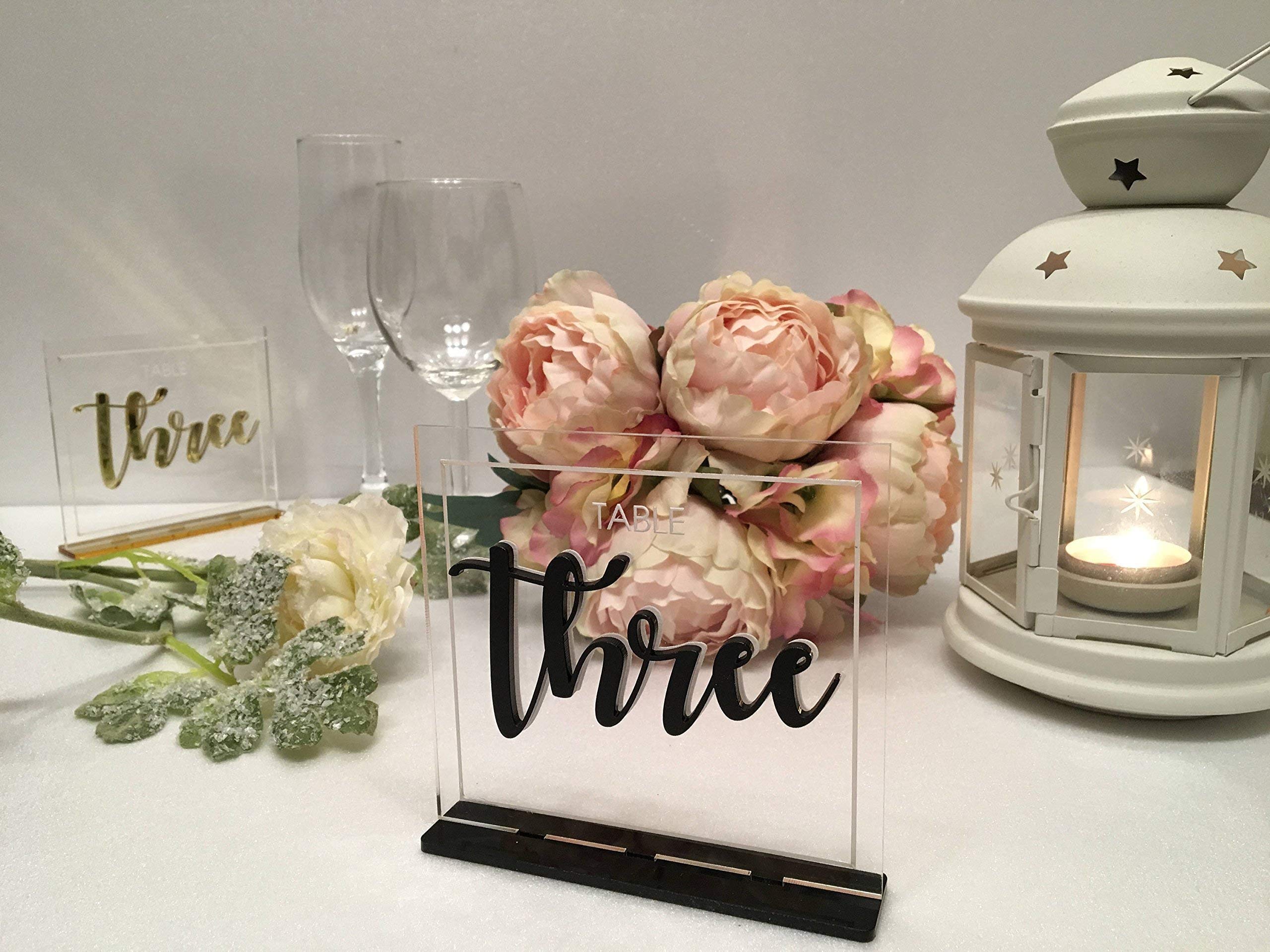 Luxury Acrylic Wedding Table Numbers - Modern Geometric Centerpiece Signs for Receptions, Parties & Events - Custom Calligraphy Bridal Shower Decor - Perfect for Weddings, Anniversaries & Special Celebrations