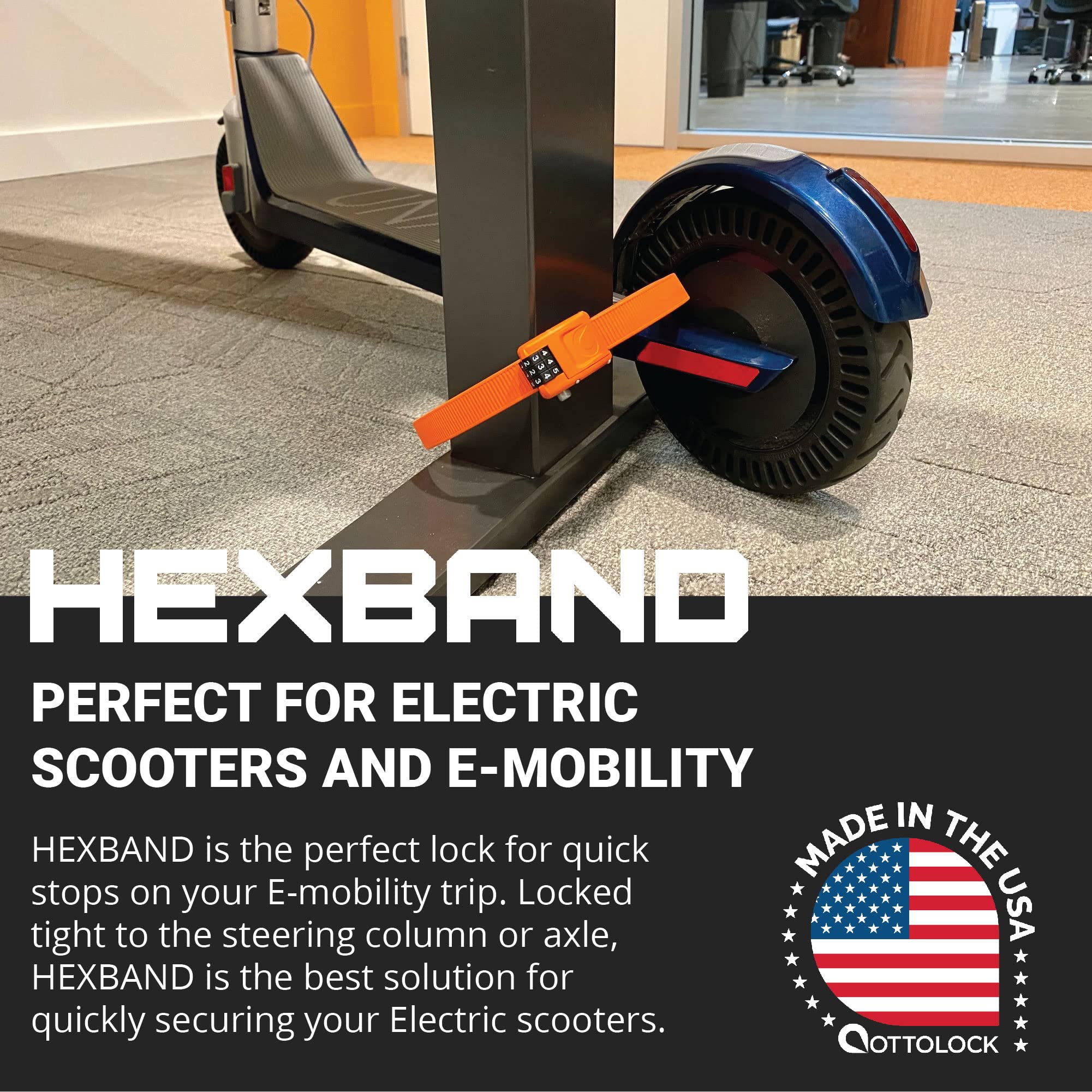 OTTOLOCK HEXBAND Ultra Secure Bike Lock - Lightweight & Heavy Duty Combination Cable Lock with Steel & Kevlar | Perfect for Bicycles, E-Bikes, Scooters & Outdoor Equipment | Theft Protection for Urban Commuting & Adventure Cycling (60 Inch, Grey)