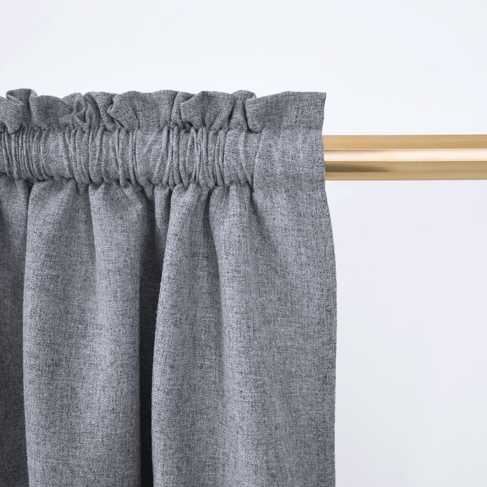 UPOPO 18 Inch Linen Textured Valance Curtain - Charcoal Grey Rod Pocket Window Topper for Living Room, Kitchen & Bedroom (54
