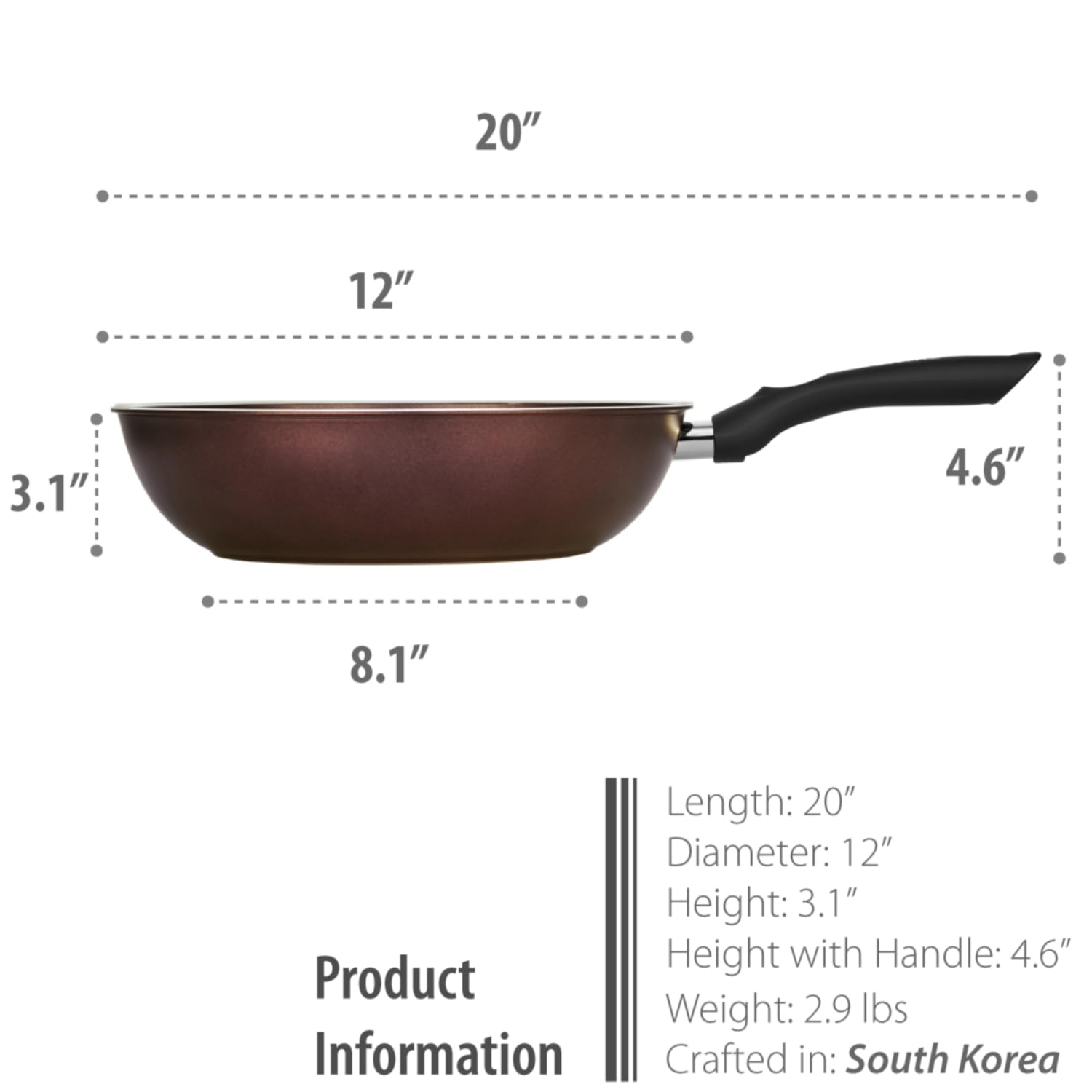 TECHEF Art Pan Collection Non-Stick Wok Stir Fry Pan - 12 Inch with Lid - 5-Layer Teflon Select PFOA-Free Coating - Made in Korea - Perfect for Asian Cooking, Stir Frying, Sautéing & Home Chef Meals