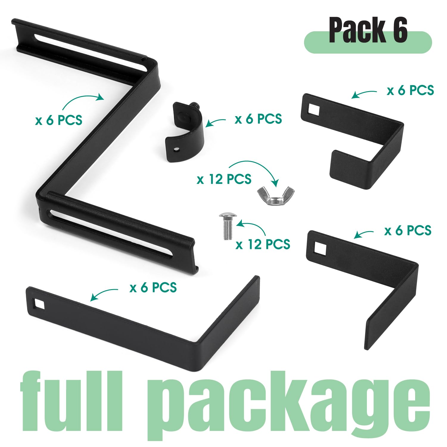 Adjustable Window Box Bracket - No Drill Flower Box Holder for Railing & Deck - Black (3 Pairs) - Perfect for Balcony, Patio & Outdoor Garden Decor