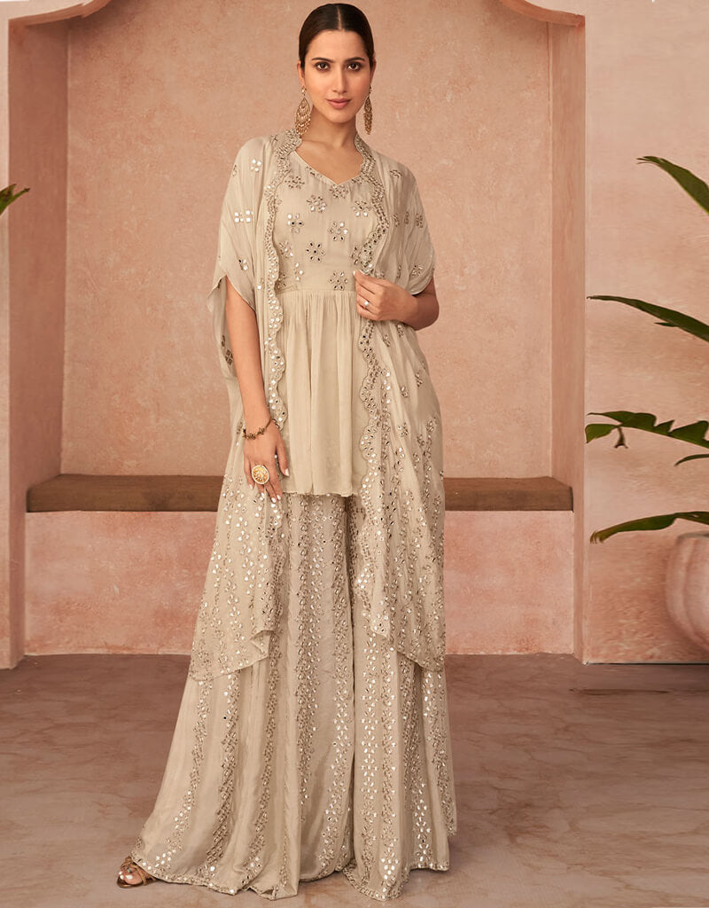 Premium Beige Silk Palazzo Pants for Women - Elegant & Comfortable Lounge Wear for Home, Yoga, and Special Occasions