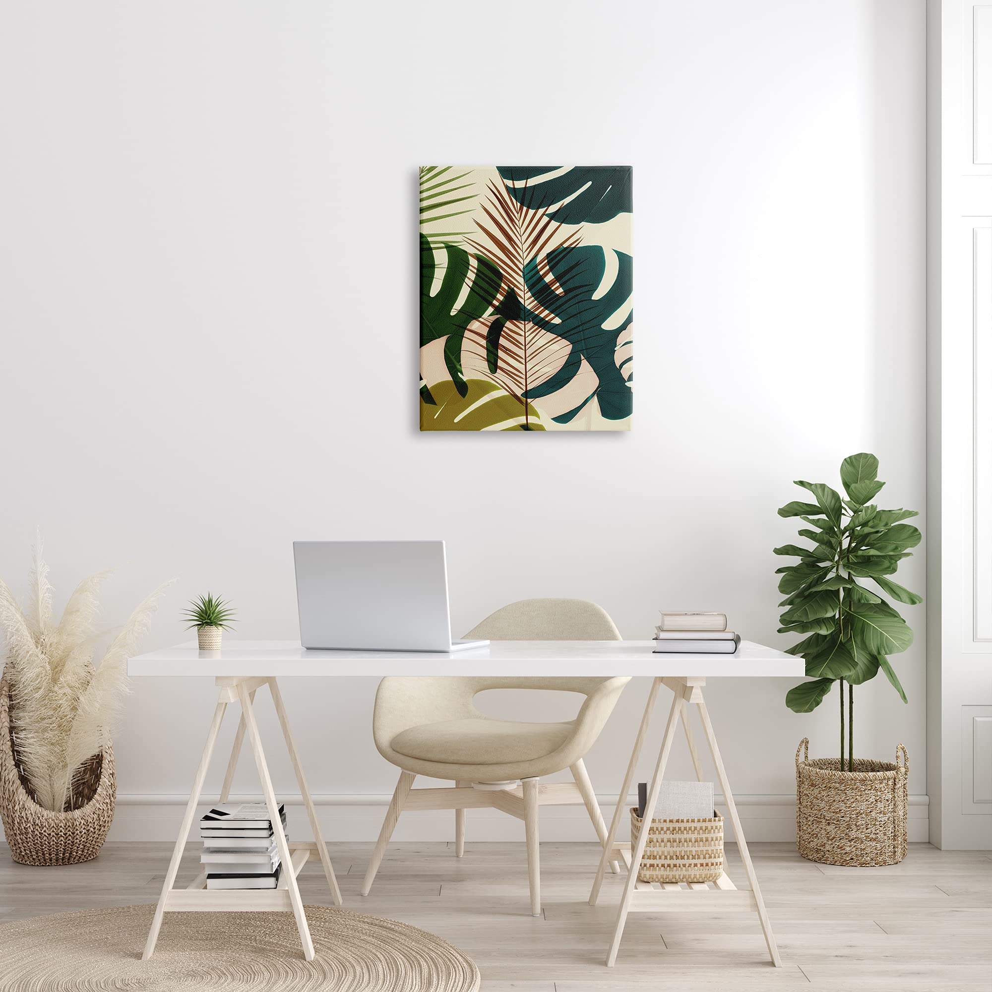 Stupell Industries Abstract Palm Frond Arrangement - Tropical Summer Plants Wall Art for Beach House Decor, Living Room & Bedroom