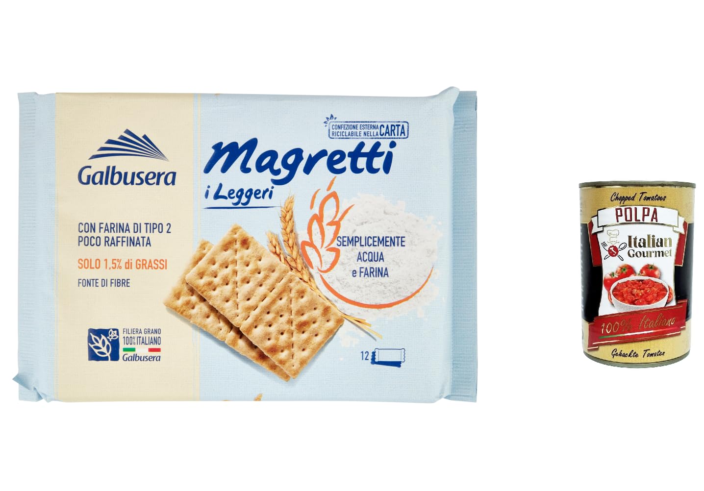 Galbusera Magretti Malt & Barley Cookies 380g - Italian Gourmet Biscuits with Tomato Pulp 400g - Perfect for Snacking, Gifts & Italian Cuisine