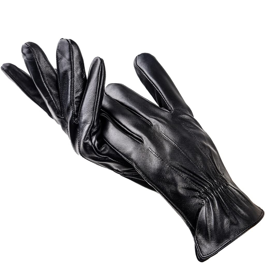 Premium Thin Soft Men's Leather Driving Gloves - Warm Winter Gloves for Men, Black (Size 10.5) | Ideal for Cold Weather Commuting & Outdoor Activities