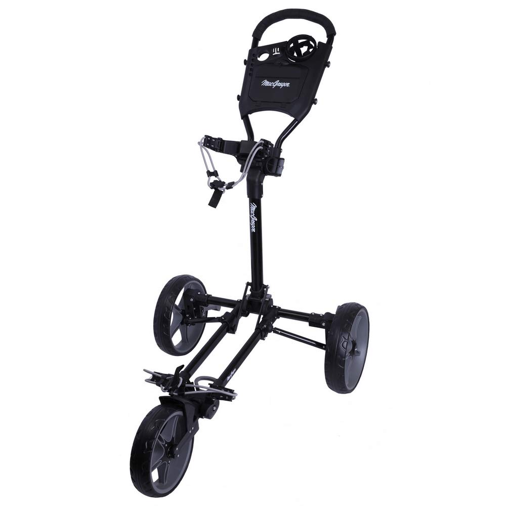 MacGregor Golf Flat Fold 3 Wheel Push Cart - Compact Folding Golf Caddy with Lightweight Design for Easy Transport | Perfect for Golfers, Seniors & Travel Use on Course