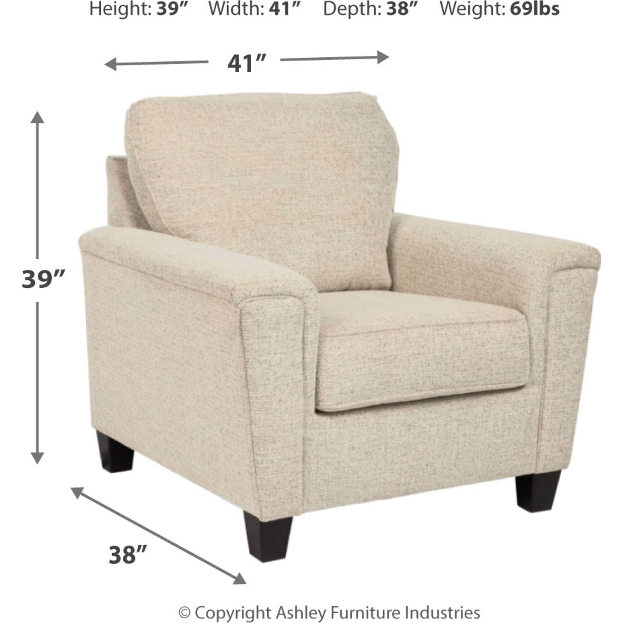 Abinger Chair Smoke - Modern Accent Chair with Comfortable Cushioning for Living Room, Bedroom, or Office