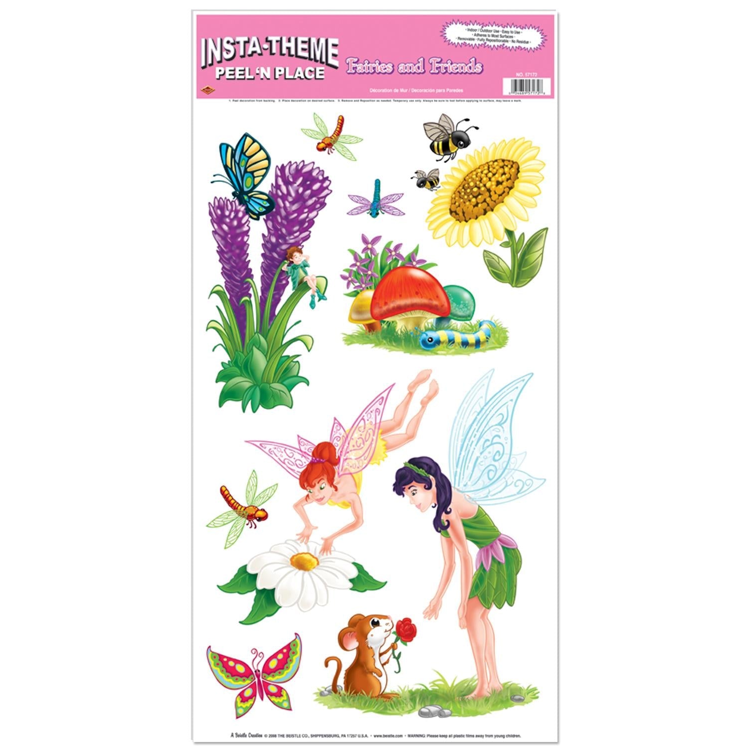 108 Pack Beistle Fairies & Friends Party Peel 'N Place Window Clings - Perfect for Birthday Decorations, Baby Showers & Classroom Activities