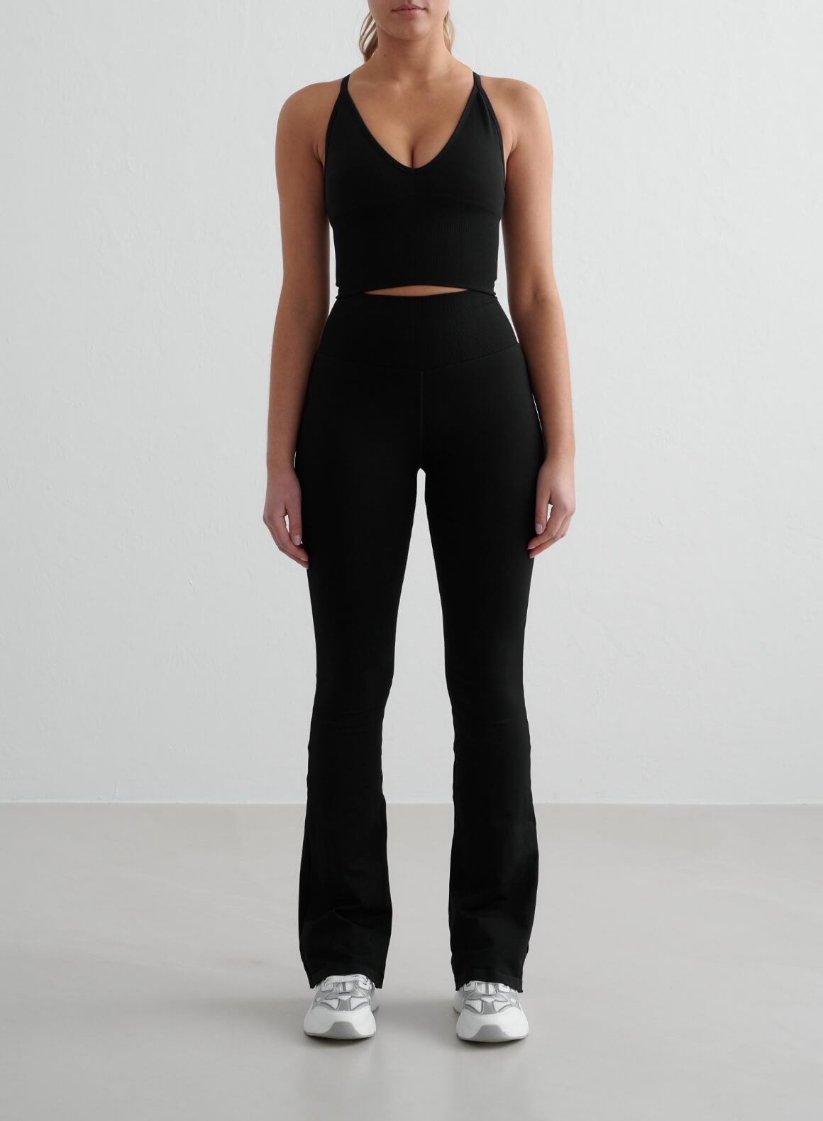 Black Seamless Flare Leggings for Women - High Waisted Yoga Pants with Tummy Control, Perfect for Workout, Running & Casual Wear