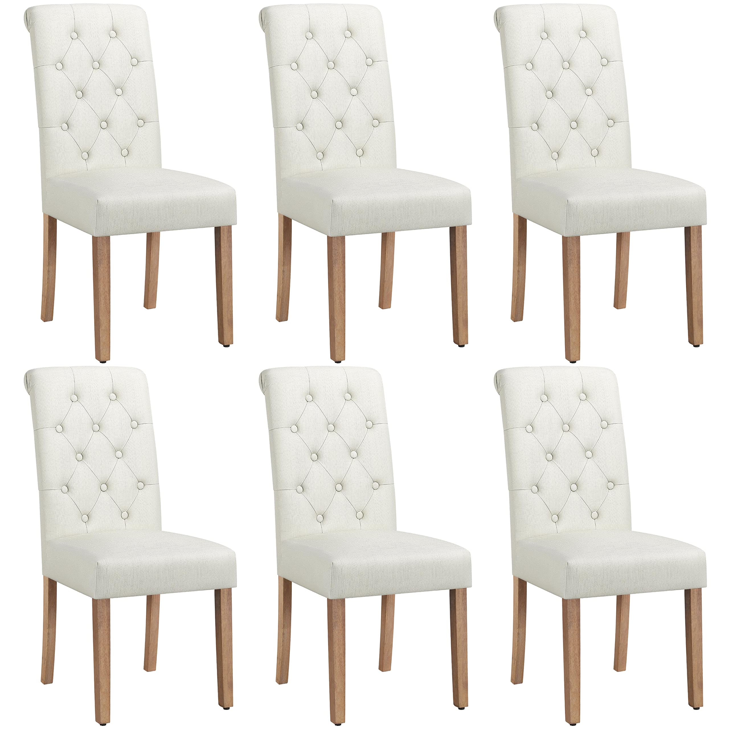 Yaheetech Tufted Dining Chairs - Upholstered Fabric Kitchen Chairs with Solid Wood Frame & Padded Seat, Parsons Diner Style - Perfect for Dining Room, Kitchen, Breakfast Nook & Small Space Decor (Beige)