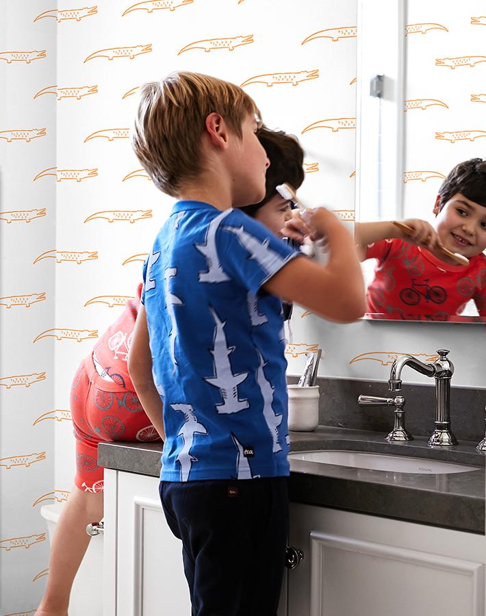 Stylish 'Crocodile' Pattern Wallpaper by Tea Collection - Perfect for Nursery, Kids Room & Modern Home Decor