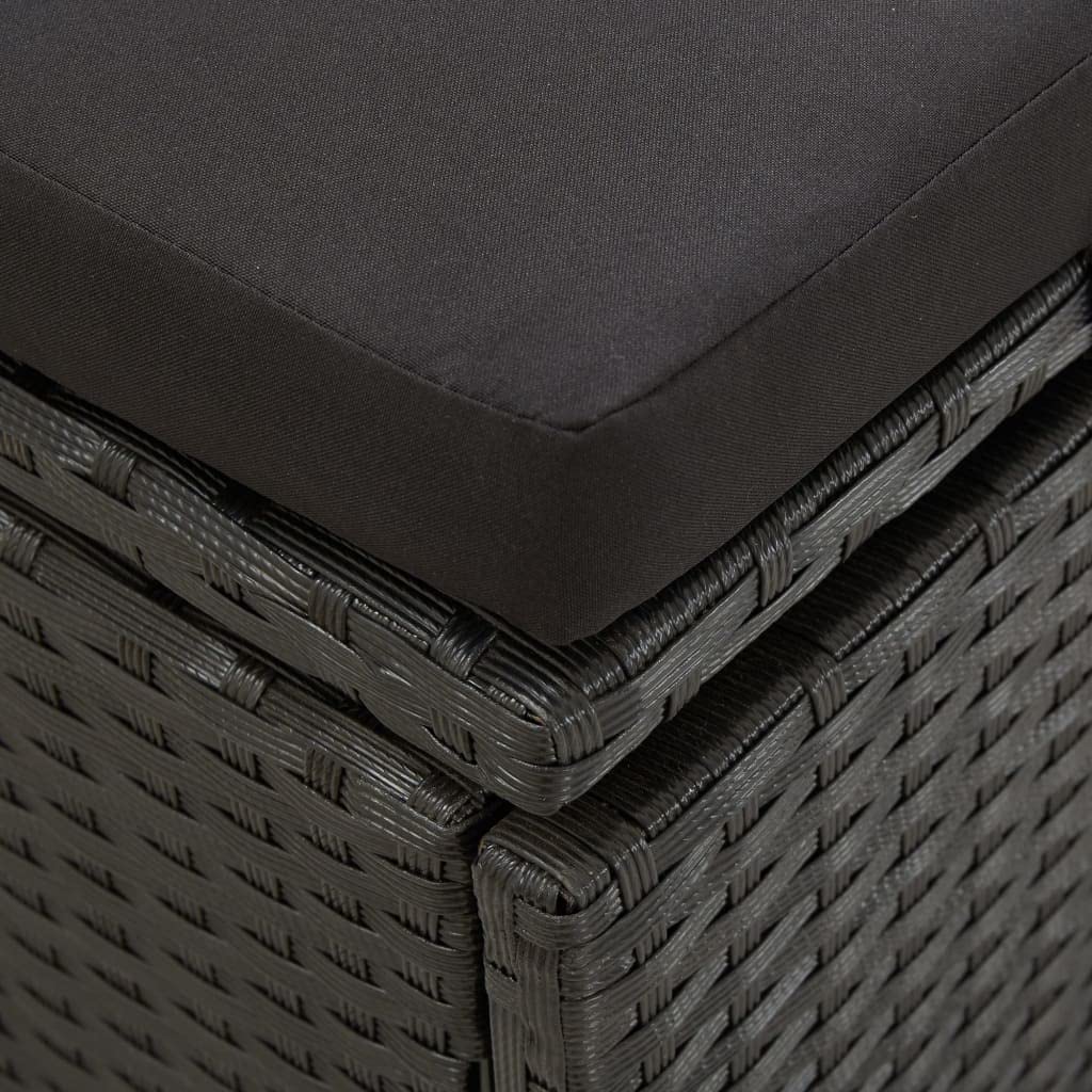 SKM Black Poly Rattan Sun Bed with Cushions - Outdoor Patio Lounge Chair for Poolside, Garden, and Backyard Relaxation