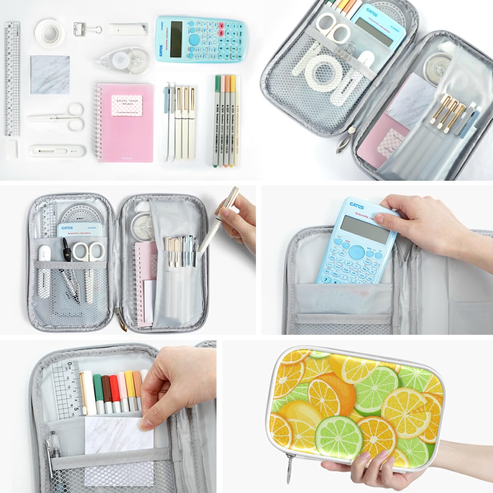 ZZKKO Summer Lemon Orange Pencil Case - Waterproof Zippered Pouch for School, Office & Travel - Perfect for Organizing Pens, Stationery, Makeup & Cosmetics (Ideal for Students, Artists & Professionals)