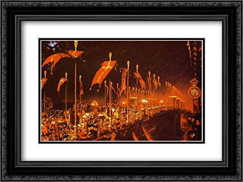 William Holman Hunt London Bridge at Night Prince & Princess of Wales Wedding Art Print - 24x18 Black Ornate Framed Double Matted Museum Quality Painting for Home Decor & Gift