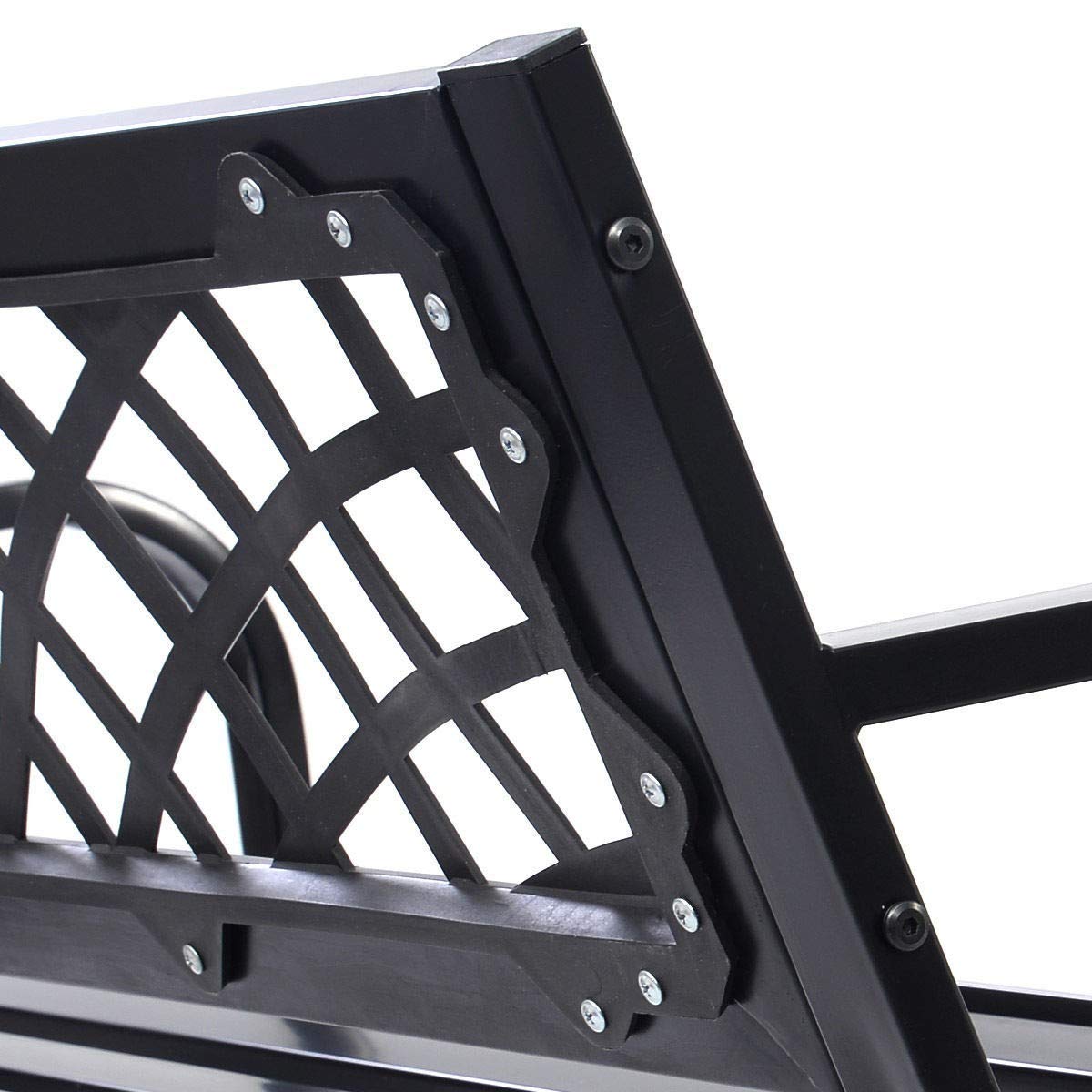 Sturdy Steel Frame Patio Garden Bench - Outdoor Deck & Front Porch Metal Bench - Wrought Iron Patio Furniture for Gardens, Decks & Outdoor Spaces