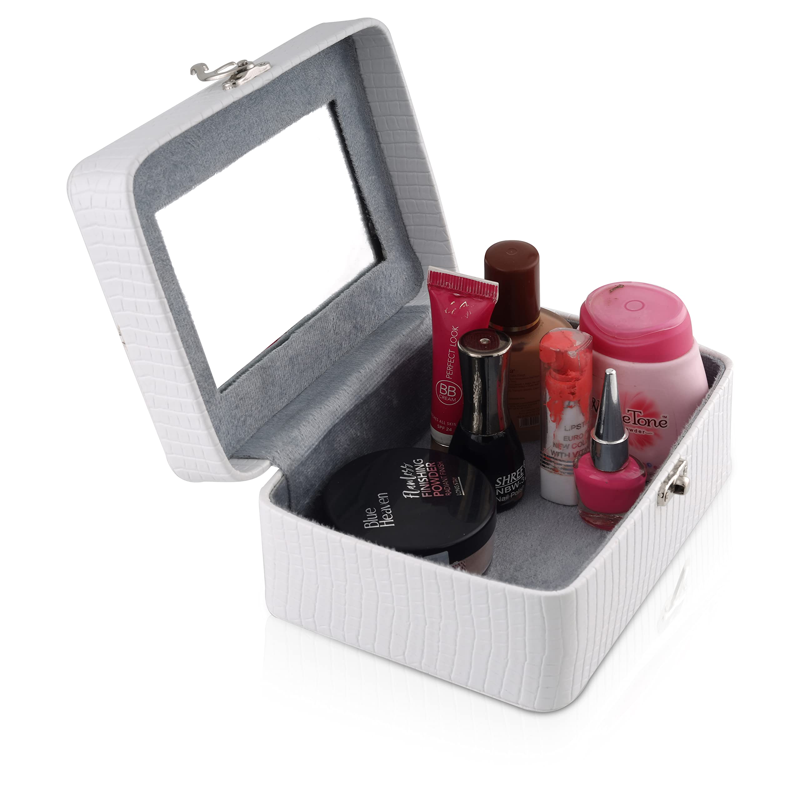 Professional Cosmetic Makeup Kit Organizer - Travel Toiletry Vanity Box with Storage Compartments | Portable Cosmetic Bag for Home & Travel | Perfect for Makeup Artists, Beauty Enthusiasts & On-the-Go Professionals (White)